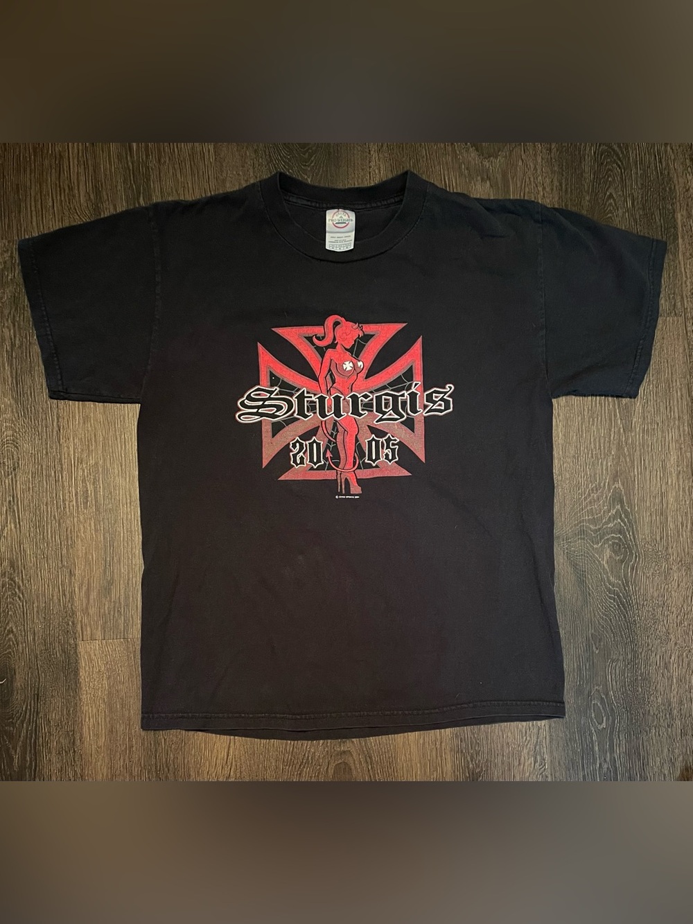 Delta Black Short Sleeve Tee with Red Graphic